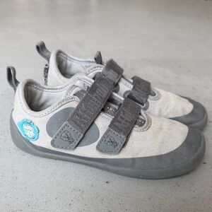 Kids Barefoot Gray and White Canvas Sneakers